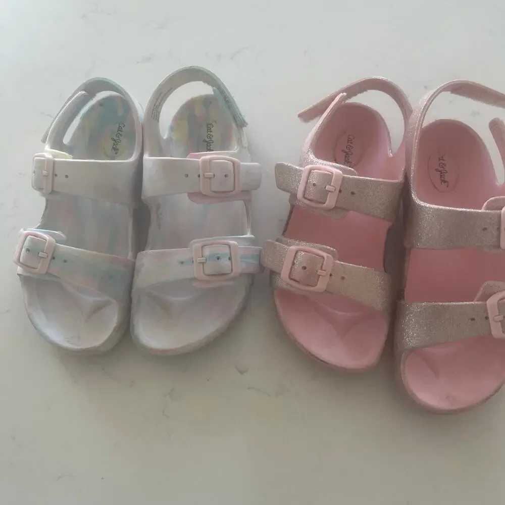 Girls Cat & Jack two pair sandal bundle size 12